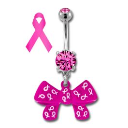 BREAST CANCER AWARENESS BELLY RING WITH BOW