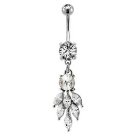 Abstract Clear Teardrop Gem Dangle Belly Ring-Clear