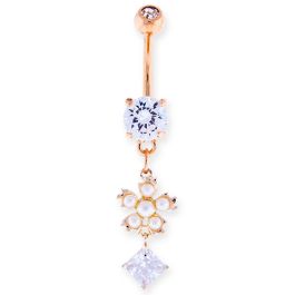 PEARL FLOWER BELLY RING