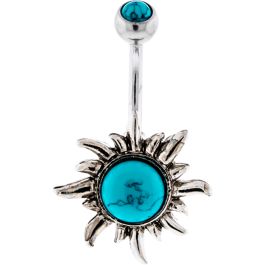 BNA 14G 3/8 5MM TURQUOISE BALL WITH TURQUOISE HOWLITE SUN