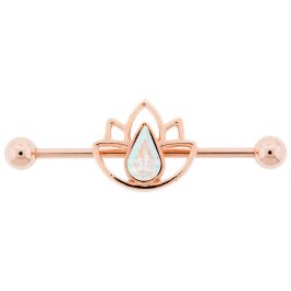 Lotus Industrial Barbell - Rose Gold Pvd