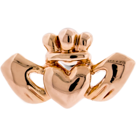 ROSE GOLD PVD COATED EXTERNALLY THREADED 316L BARBELL 16G 1/4 2.5MM BALL WITH CLADDAGH