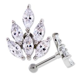 MARQUISE GEM CLUSTER EAR BARBELL-CLEAR