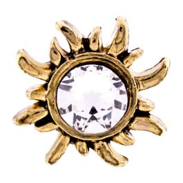GOLD SUN WITH ROUND CLEAR GEM BARBELL