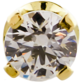 18KT Yellow Gold Prong Set Round Cut Cubic Zirconia-2.5MM-WHITE