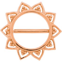 NIPPLE CLICKER SHIELD CUT OUT BEADED FLOWER- ROSE GOLD PVD