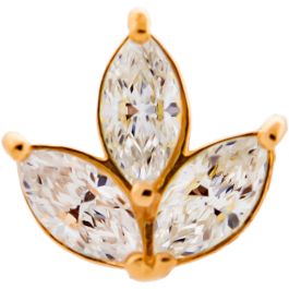 18KT GOLD THREADLESS LEAF SET WITH MARQUISE PREMIUM ZIRCONIA-WHITE-ROSE GOLD