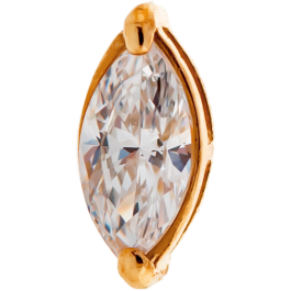 18KT GOLD THREADLESS HEAD SET WITH MARQUISE SHAPE PREMIUM ZIRCONIA-WHITE-18KT ROSE GOLD