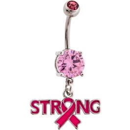 BREAST CANCER AWARENESS STRONG NAVEL RING-1.6MM (14G)-10MM (3/8