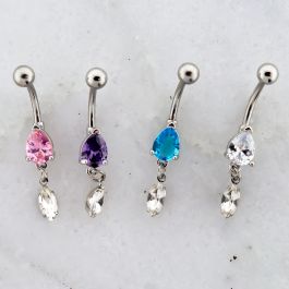 TEAR DROP GEM NAVEL RING