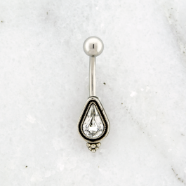 14G Victorian Style Gem Navel Ring-Clear