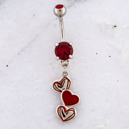 SCRIBBLED HEART NAVEL RING-RED