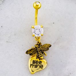 BEE MINE HEART BELLY RING-GOLD PVD