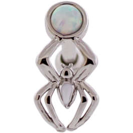 16G Barbell w/ Spider and Opal-1.2MM (16G)-WHITE OPAL