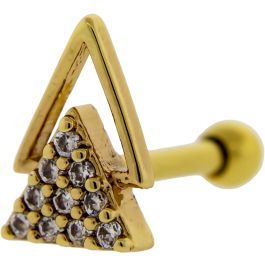 16G Tragus Barbell Double Triangle-GOLD