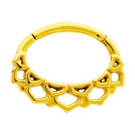Gold Pvd Coated Steel Cast 16G 1/4 Septum Clicker With Lotus Petals