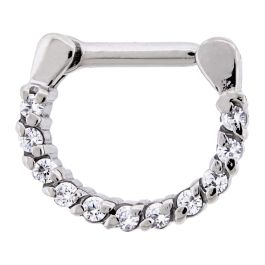 STEEL CAST 16G 5/16 SEPTUM CLICKER WITH CLEAR GEMS