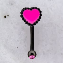 BLACK PVD COATED CURVE WITH HEART-PK
