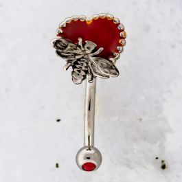 16G RED HEART WITH BEE CURVE