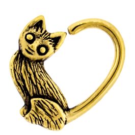 SEAMLESS RING 316L 16G 3/8IN GOLD PVD COATED HEART SHAPE WITH CAT