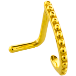 18G BEADED SINGLE NOSE CURVE-GOLD PVD