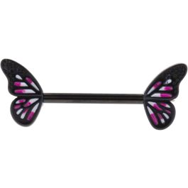 NIPPLE BARBELL WITH BUTTERFLY WINGS-1.6MM (14G)-14MM (9/16