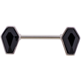 14G Nipple Barbell w/ Coffin Ends-1.6MM (14G)-BLACK