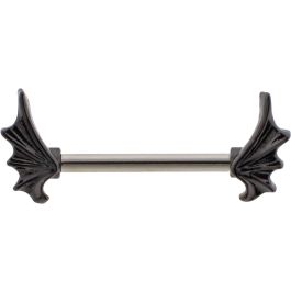 Nipple Barbell w/ Bat Wings-1.6MM (14G)-BLACK