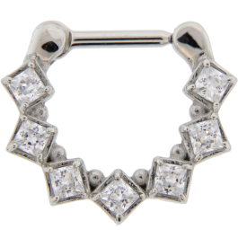 STEEL SEPTUM CLICKER WITH SQUARE GEMS-1.2MM (16G)-8MM (5/16
