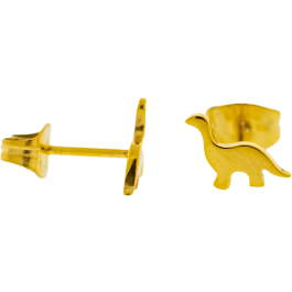 Steel Earring Studs w/ Dinosaur-GOLD PVD