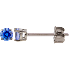 Steel Stud Earring with Prong Set Round PREMIUM Zirconia-3MM-ARCTIC BLUE