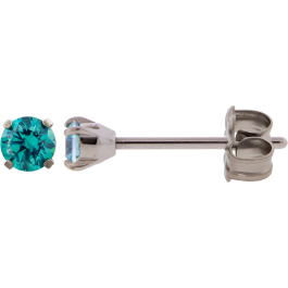 Steel Stud Earring with Prong Set Round PREMIUM Zirconia-3MM-MINT