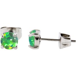 TITANIUM SYNTHETIC OPAL EAR STUDS-5MM-LIME GREEN