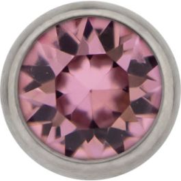 Titanium Threadless disc with bezel set premium crystals  -3MM-Light Rose