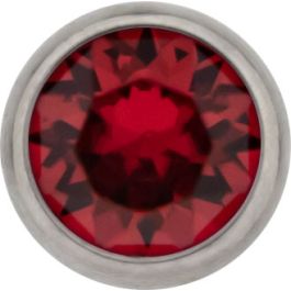 Titanium Threadless disc with bezel set premium crystals  -3MM-Scarlet