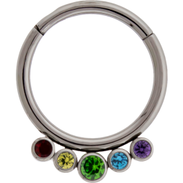 16G Rainbow Gem Titanium Hinged Segment Ring-1.2mm (16G)-8mm (5/16
