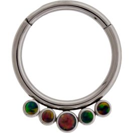 16G Five Opal Titanium Hinged Segment Ring-10mm (3/8