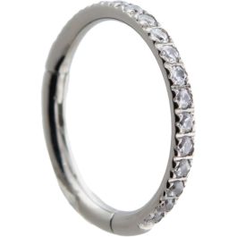 Titanium Hinged Ring Set W.  Premium  Zirconia -1.2mm (16G)-8mm (5/16