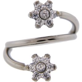 18G TITANIUM HINGED RING WITH GEM FLOWERS-1MM (18G)-8MM (5/16