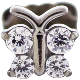 Titanium Butterfly w/ Cubic Zirconia Wings-HIGH POLISH-CLEAR
