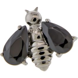 Titanium Bee Threadless End with CZ Wings-BLACK