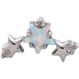 Titanium Threadless Opal Star And Beaded Style End-WHITE OPAL-10MM