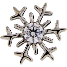 Titanium Threadless Snowflake w/ Prong Set Cubic Zirconia -HIGH POLISH-CLEAR