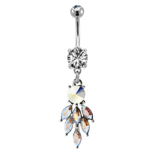 Abstract Clear Teardrop Gem Dangle Belly Ring-Ab