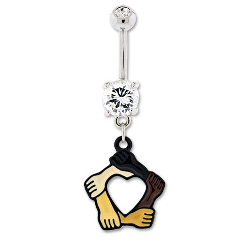 LINKING ARMS HEART BELLY RING
