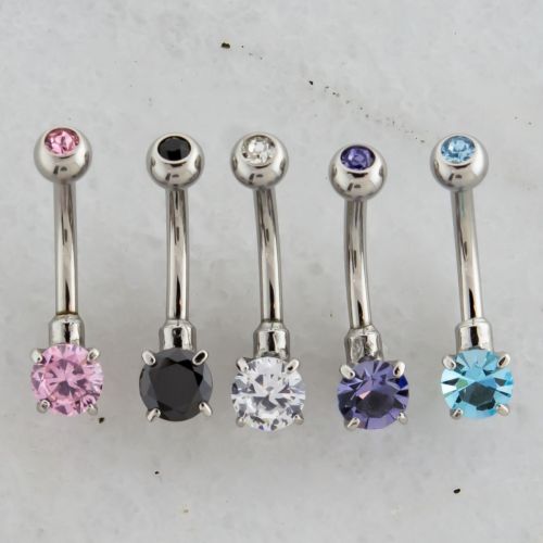 MINI ROUND CUBIC ZIRCONIA BELLY RING 