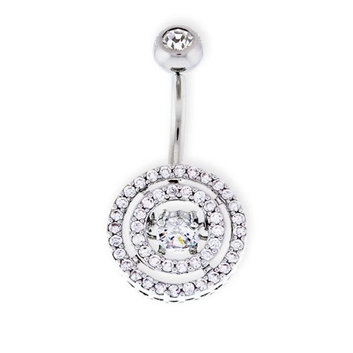 CLEAR MOVING GEM BELLY RING