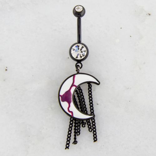 BLACK CRESCENT MOON BELLY RING