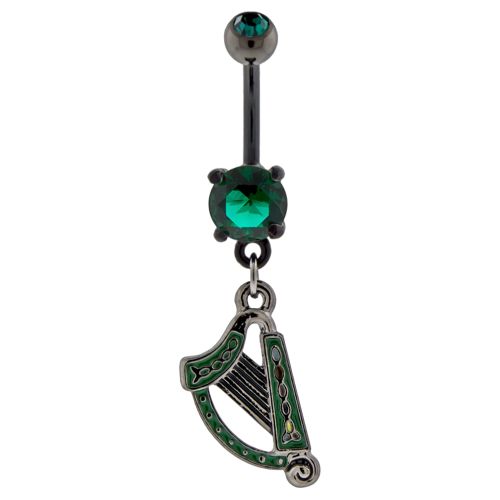 BLACK PVD COATED CELTIC HARP BELLY RING