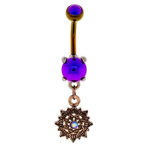 BRONZE PLATED BARBELL WITH SUN DANGLE